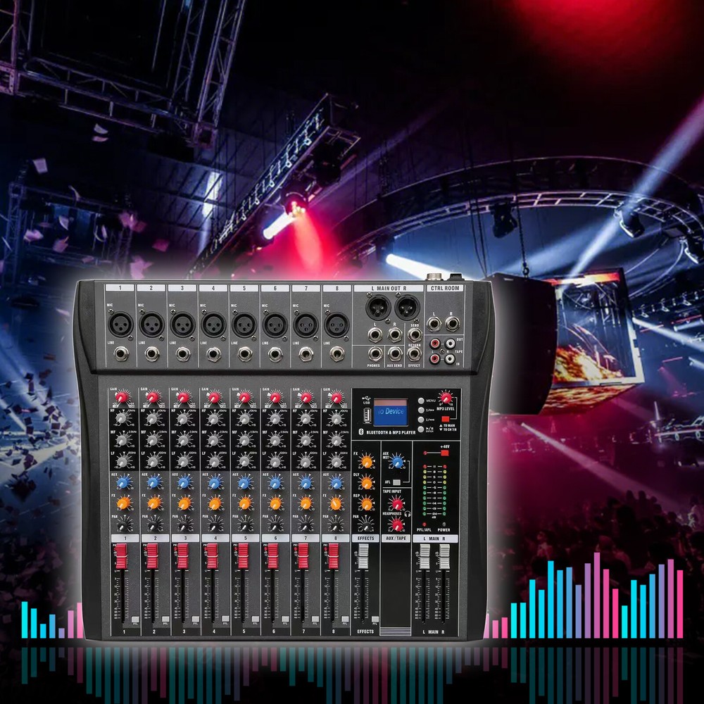 8 Channel Professional Digital Bluetooth Live Studio Audio Mixer Power Mixing