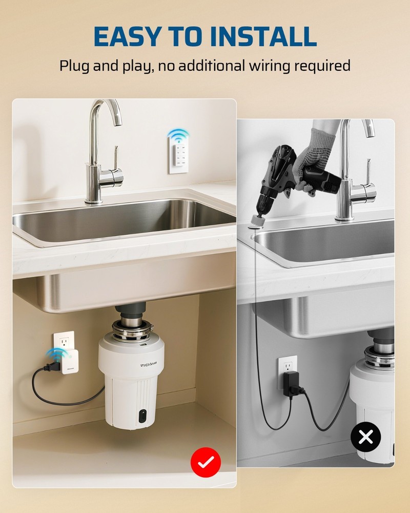 DEWENWILS Garbage Disposal Wireless Switch Kit, 15A/1875W, 100FT RF Range, Timer