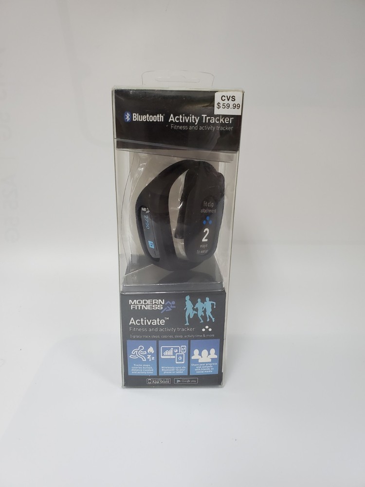 Modern Fitness Bluetooth Activity Tracker Black Open Box New Never Used!