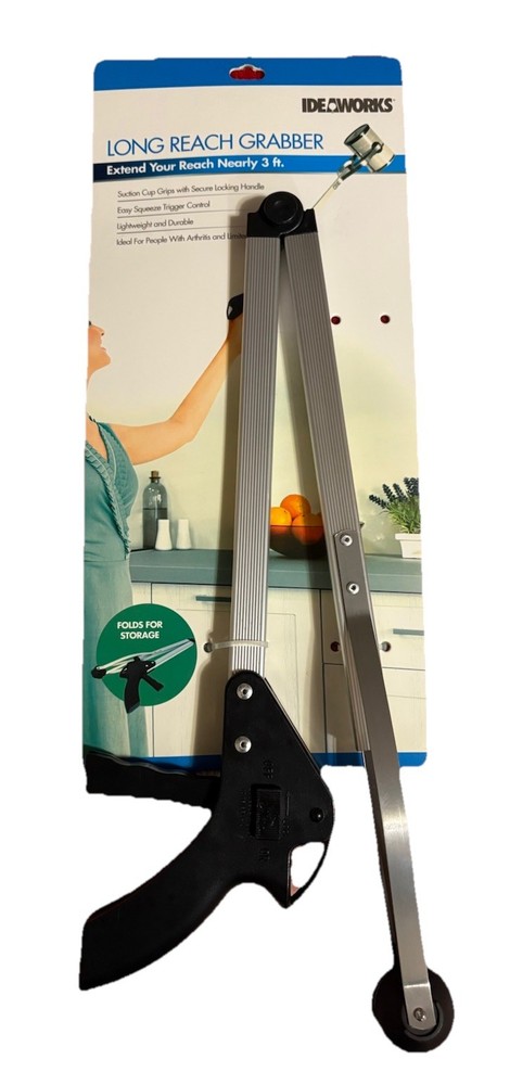 IDEAWORKS Extendable Grabber Reacher 3 Ft Folding Pickup Tool Mobility Aid