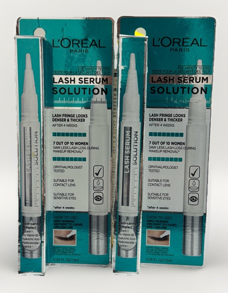 2 loreal lash serum solution 0.5oz ea scuffed box