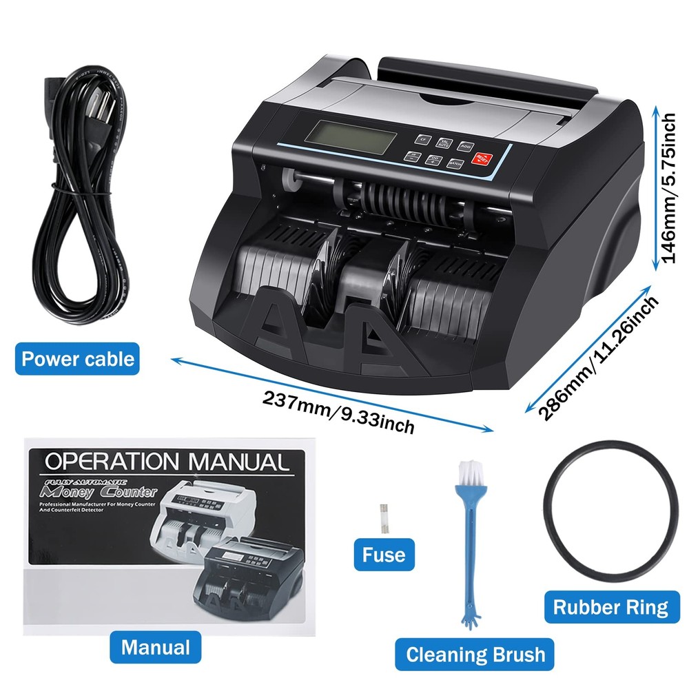 USD Money Counter Machine w/ UV MG IR Detection LCD Add/Batch Modes