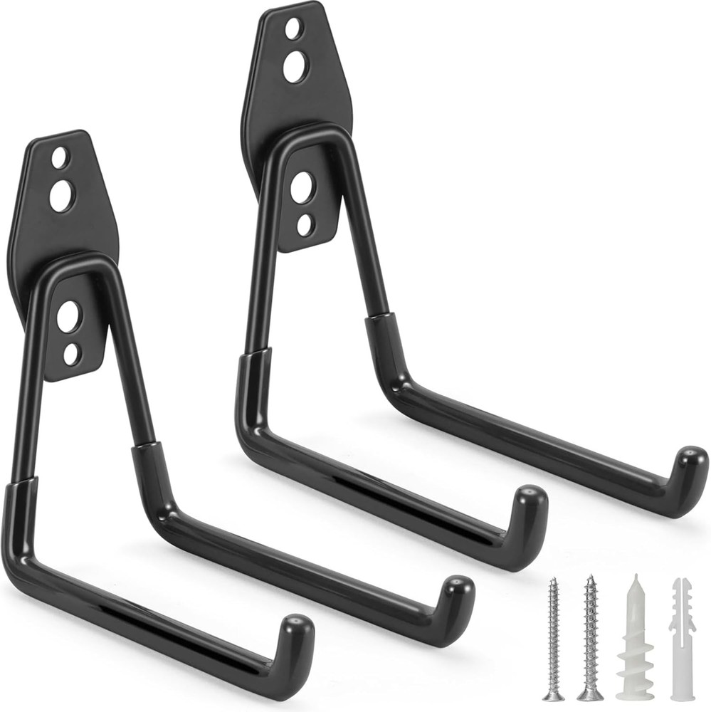2 Pack Garage Hooks Heavy Duty Storage Organizer Medium U Hook, Black 2 pack