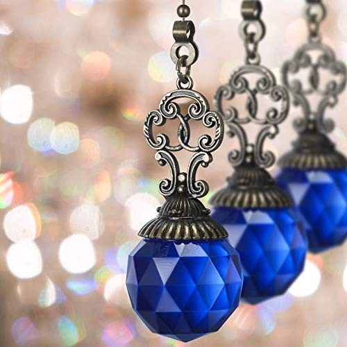 Ceiling Fan Pull Chains Crystal Light Fan Pull Chain Pendant with Ball 4 Blue
