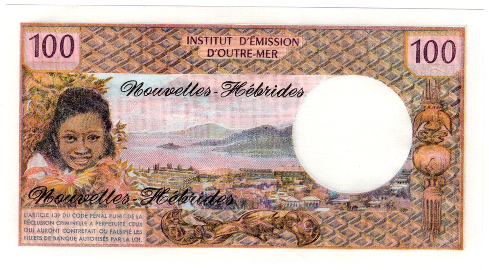 1974-78 New Hebrides 100 Francs Note - UNC