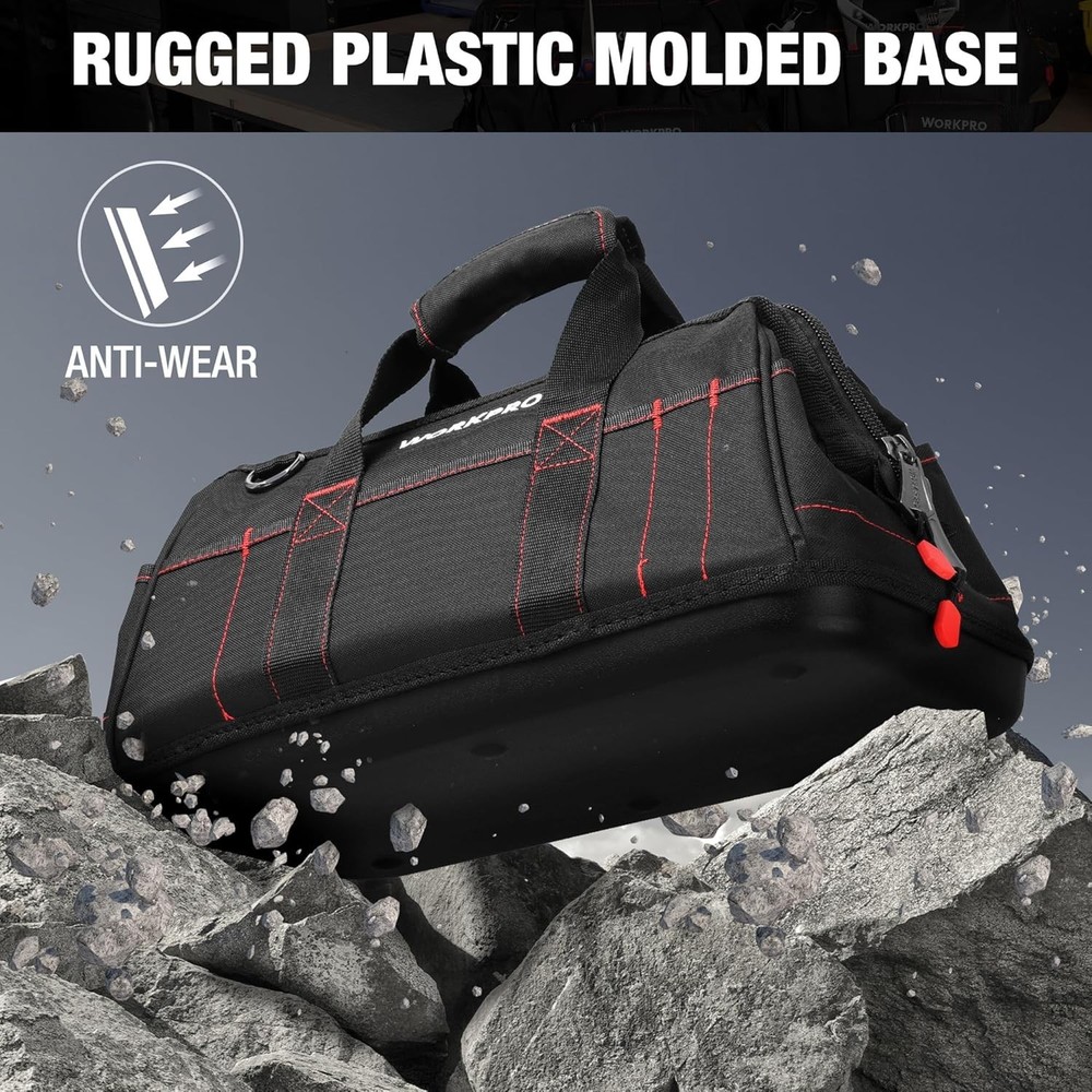 16" Tool Storage Bag with Waterproof Base, Black