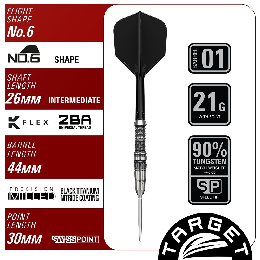 BLACK MARQUE HERACLES 90% SP STEEL TIP DARTS Daniel Chen model