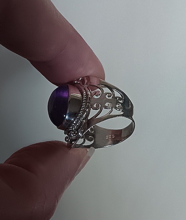 Amethyst 925 Sterling Silver Ring - Size 7.5