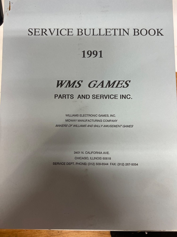 Williams: 1991 Service Bulletin Book- NOS