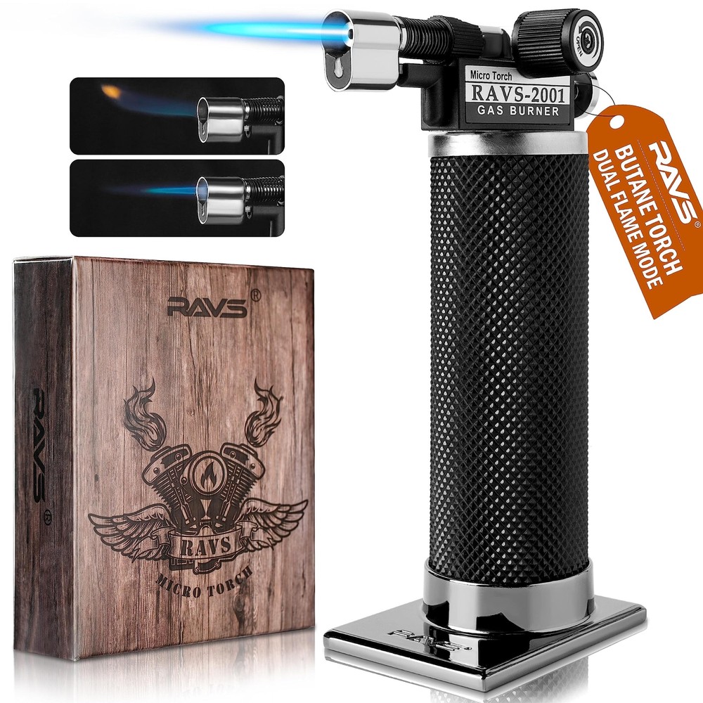 ravs Butane Torch Lighter, DUAL Flame Mode Kitchen Torch Cooking Torches, Blo...