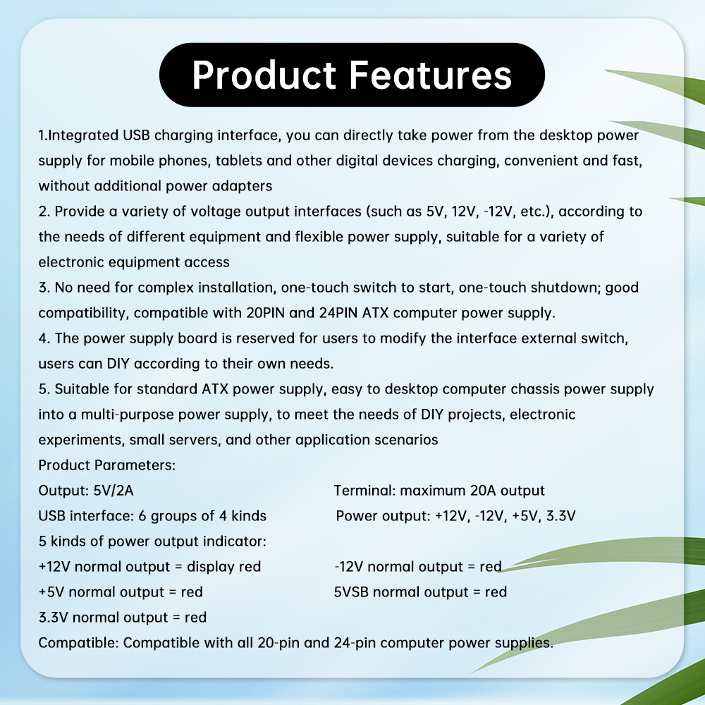 ATX Power Adapter Board USB Charging Desktop PowerSupply Breakout Adapter Module