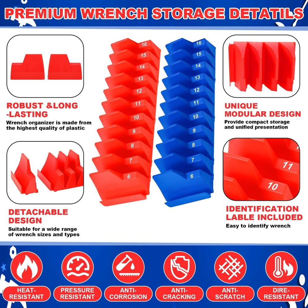 Magnetic Socket & Wrench Organizer Set - 26 Pcs Modular Tool Storage Racks