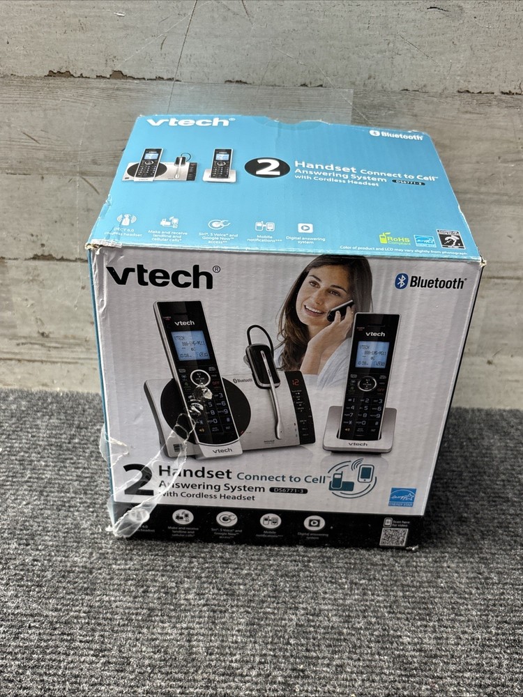 Used VTech DS6771-3 2 Handset Connect to Cell Bluetooth Phone System