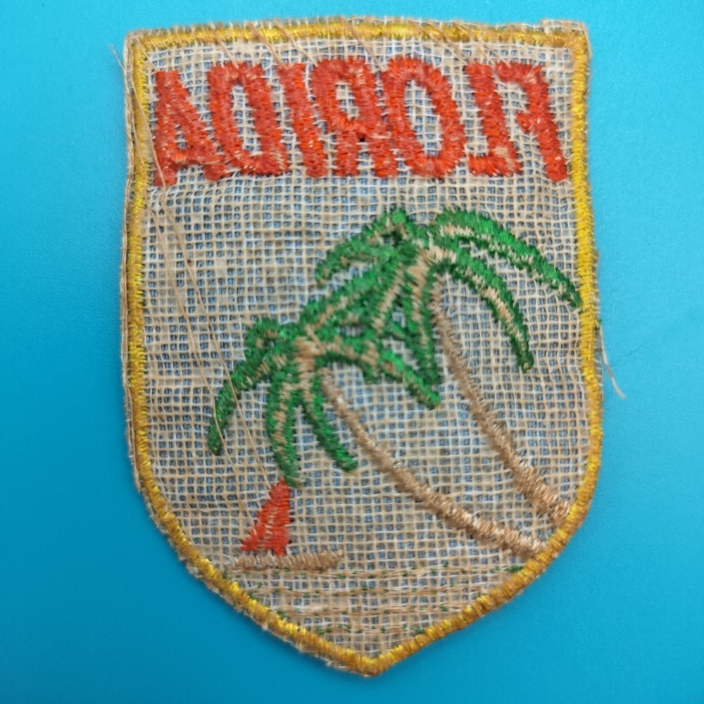 Florida State Emblem Palm Tree Sailboat Vintage Patch