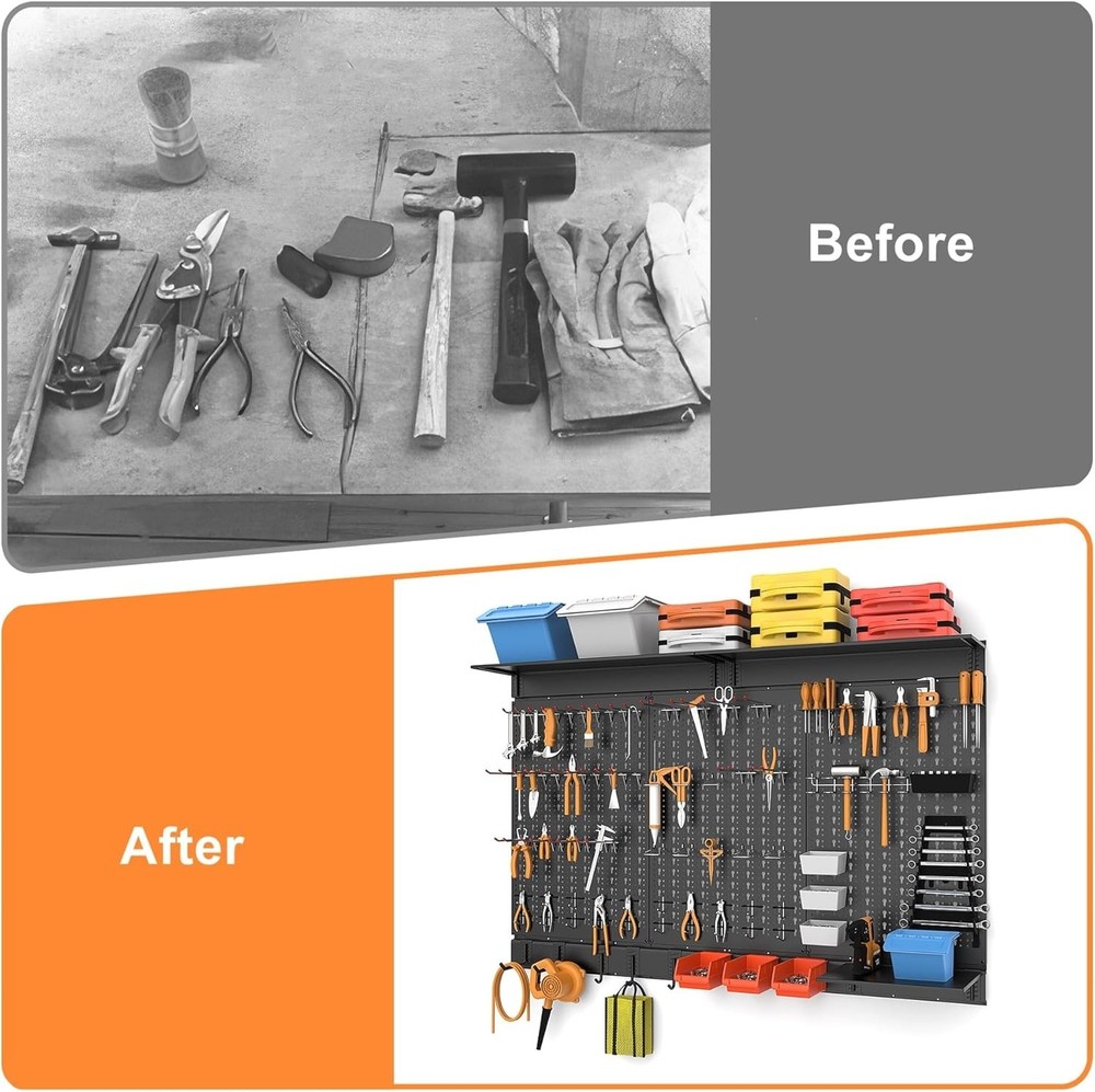 113 PCS Modular Pegboard Organizer with Heavy-Duty Hooks for Garage & Workshop