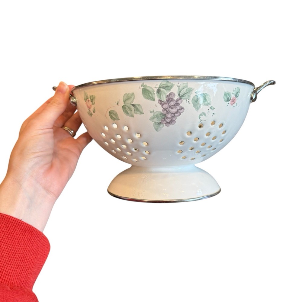 Enamel Pfaltzgraff Grapevine Colander Strainer Bowl