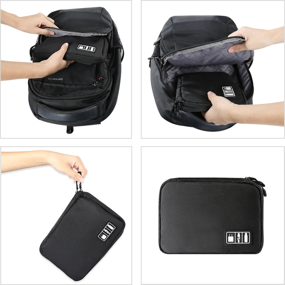 Universal Protective Travel Case for Small Electronics cable Accessories - Black