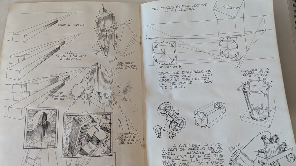 vintage art book perspective drawing