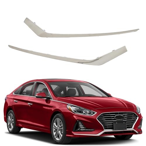 1 Pair Front Bumper Trims Molding Set Chrome Replacement for Sonata 2018