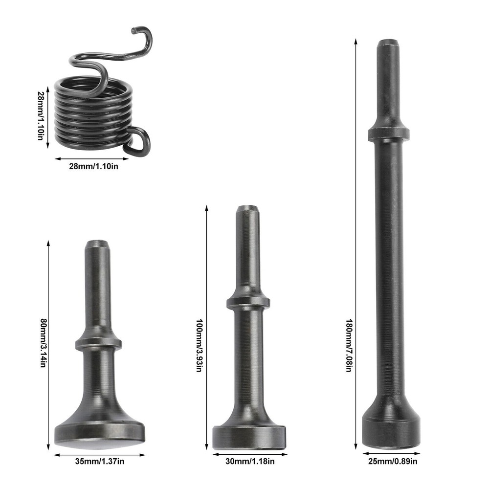 4Pcs Smoothing Pneumatic Air Hammer Pneumatic Chisel Bits Tools Kit with Spring