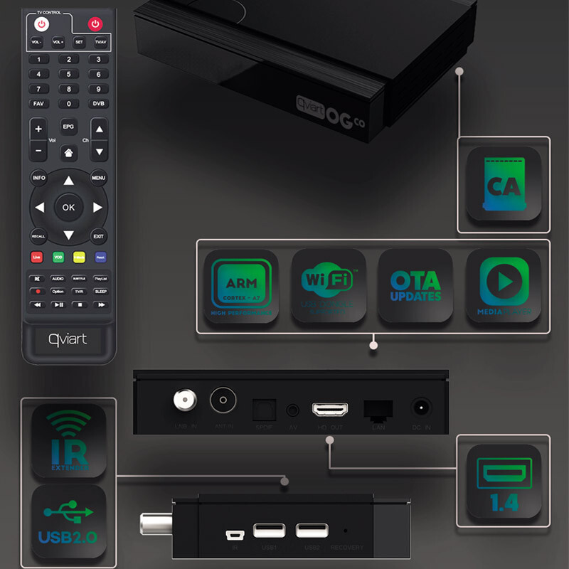 Qviart OG Co Full HD Linux CA IPTV Combo Receiver