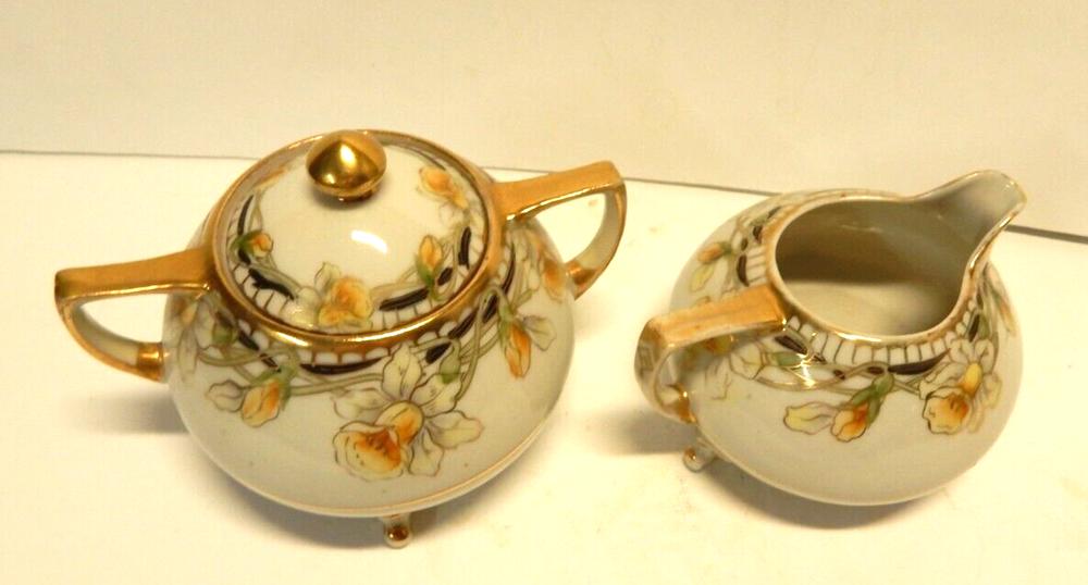 Antique Nippon Creamer & Sugar Bowl
