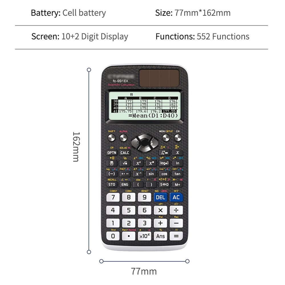 FX-991EX Advanced Engineering Scientific Calculator - 552 Function Solar