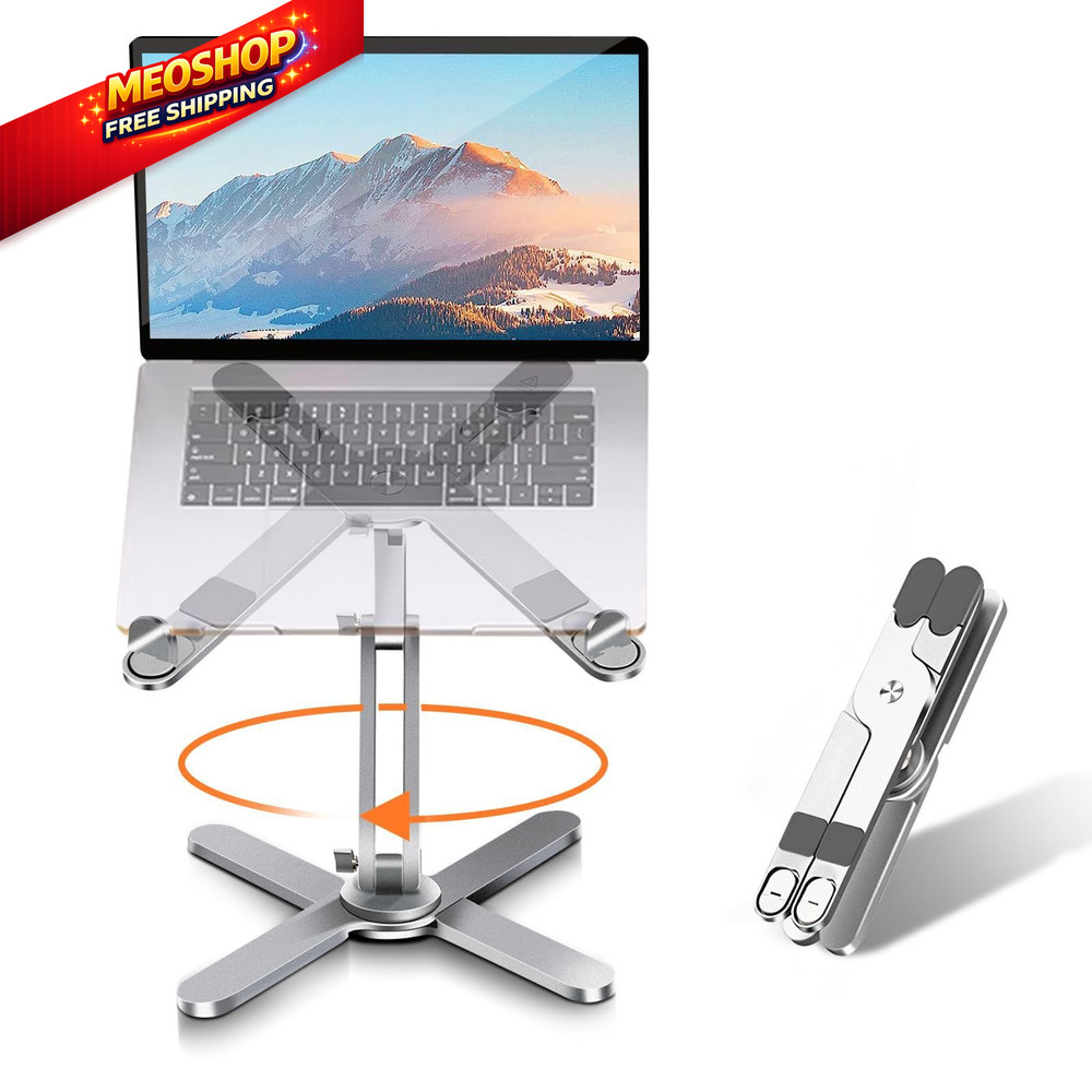 Moallia Laptop Stand with 360 Rotating Base, Computer Notebook Silver