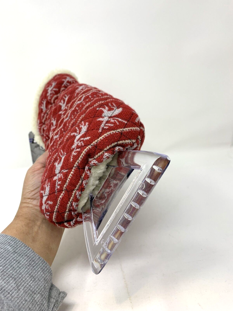 Saddlebred Garage Red Animal Print Polyester Fleece Lined Ice Scraper Mitt