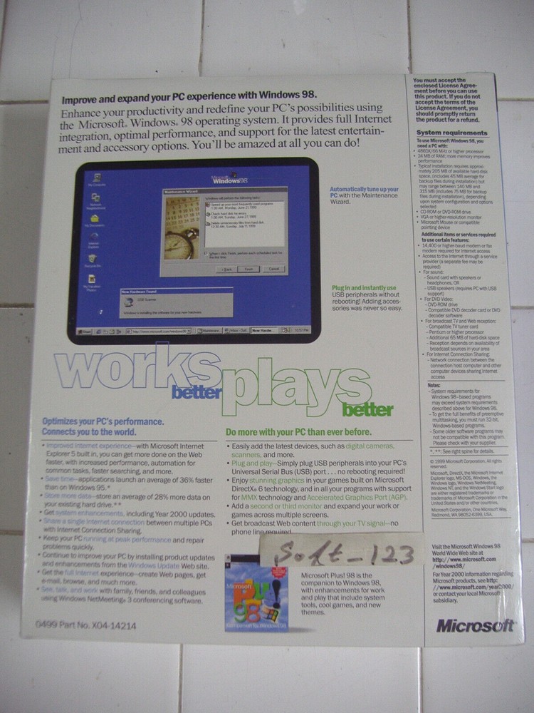 MICROSOFT WINDOWS 98 SECOND EDITION UPGRADE OPERATING SYSTEM MS WIN 98 SE=SEALED