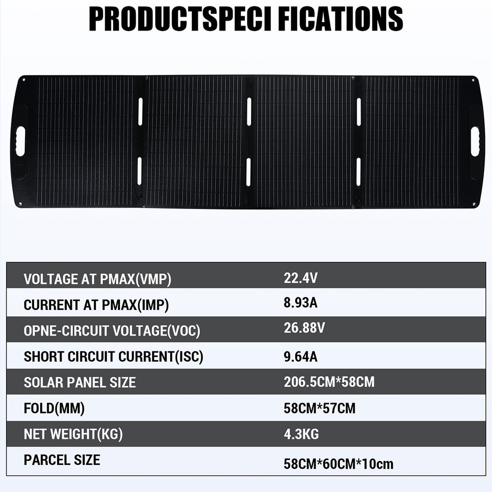 200W Portable Solar Panel Foldable with Carry Case for Power Station Waterproof