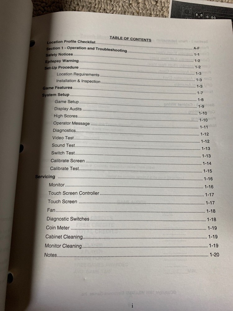 TOUCH MASTER COUNTERTOP arcade video game owners manual