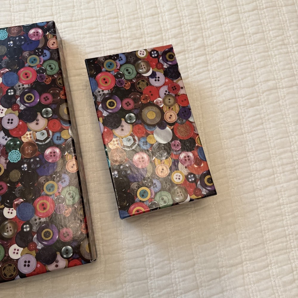 Storage Boxes(2), Assorted Buttons And Vintage Sewing Box.