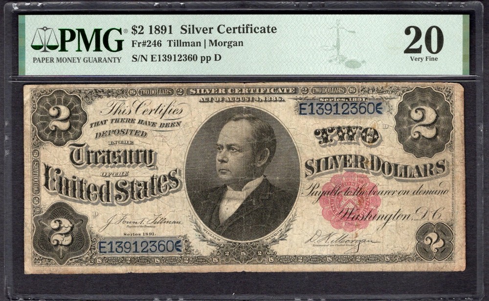 1891 $2 Silver Certificate Windom Note PMG 20 Fr.246 Item #2000959-009