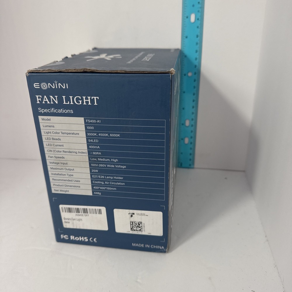 Eonini fan light Add a ceiling fan anywhere (open box return) TESTED 100%.