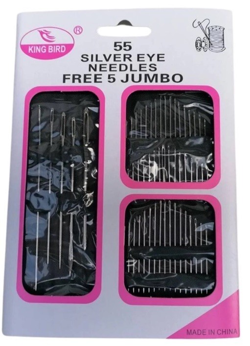 55 Needles Household Silver Eye Assorted Sizes NEW