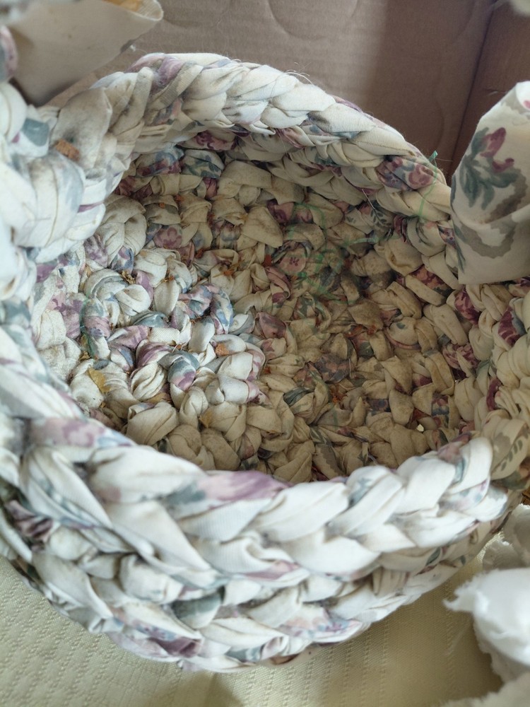 Handmade Fabric Easter Basket With Fabric Bunnies