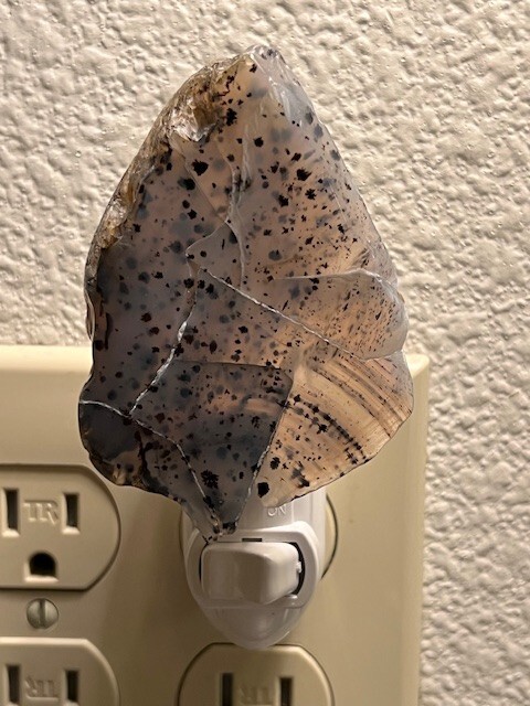 Small Montana Moss Agate Night Light, Yellowstone River stone