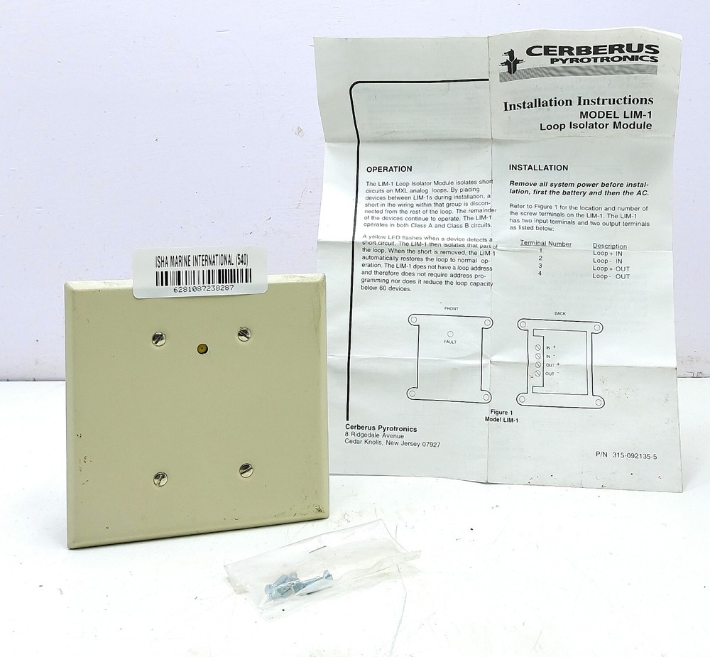 Cerberus Pyrotronics LIM-1 Loop Isolator Module 0540