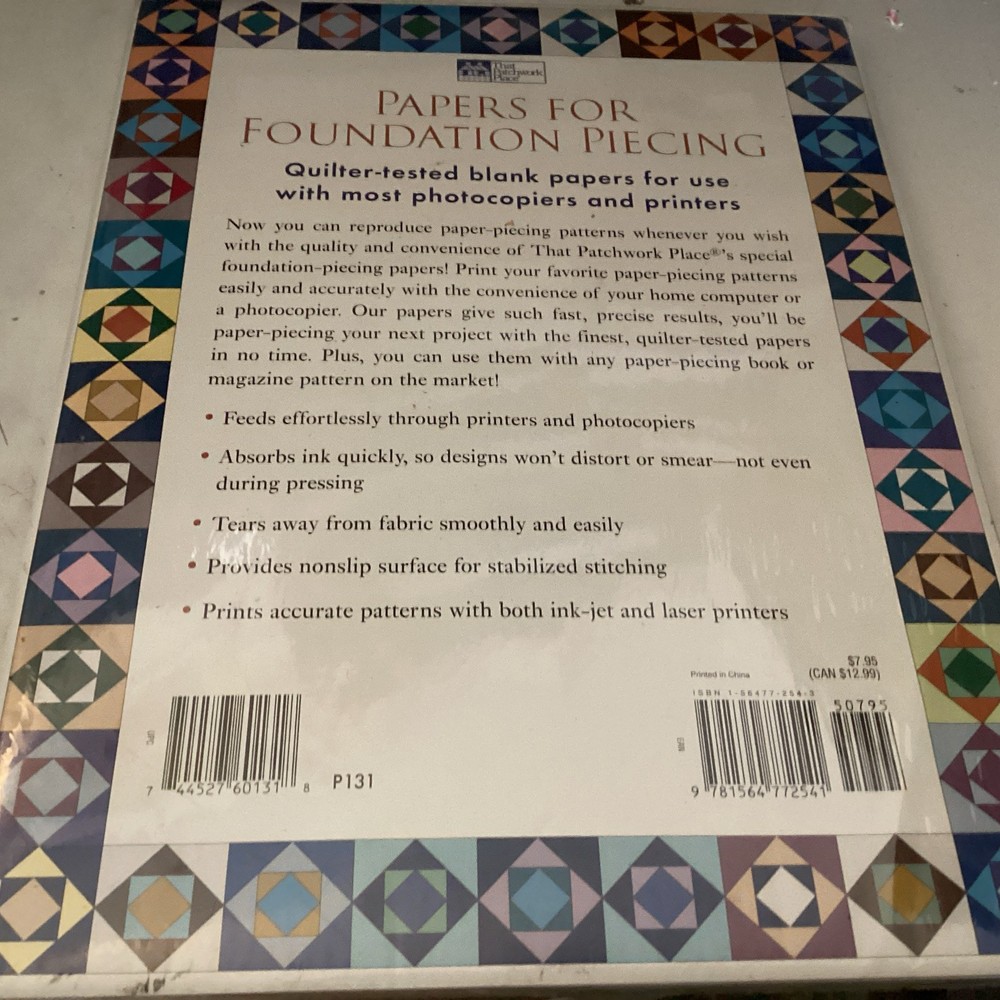 THAT PATCHWORK PLACE Papers for Foundation Piecing 100 Blank Sheets 8 1/2" X 11"