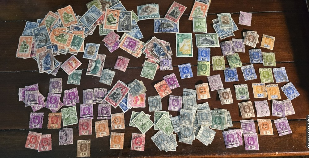 Large Lot British Ceylon Stamp Lot