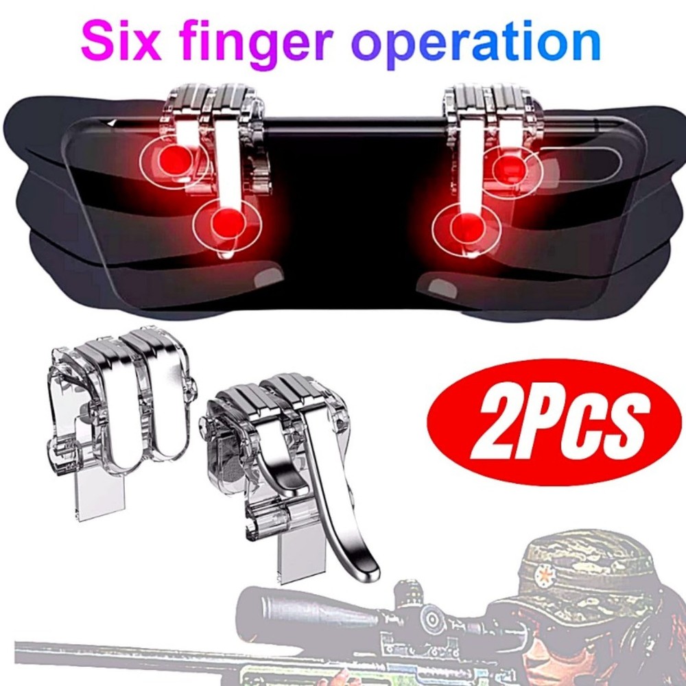 2PCS W6 Gaming Trigger Phone Game PUBG Mobile Controller Gamepad For Android IOS