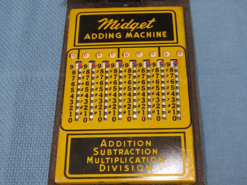Vtg Midget Adding Machine 1950's "Calculator" w/ directions and case S