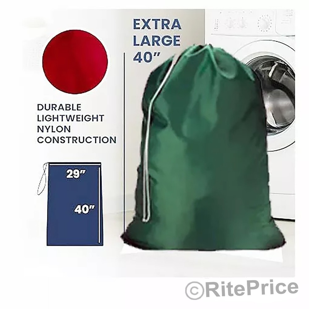 Large 29"X40" Laundry Bag Heavy Duty Nylon With Drawstring Assorted (10 Pack)