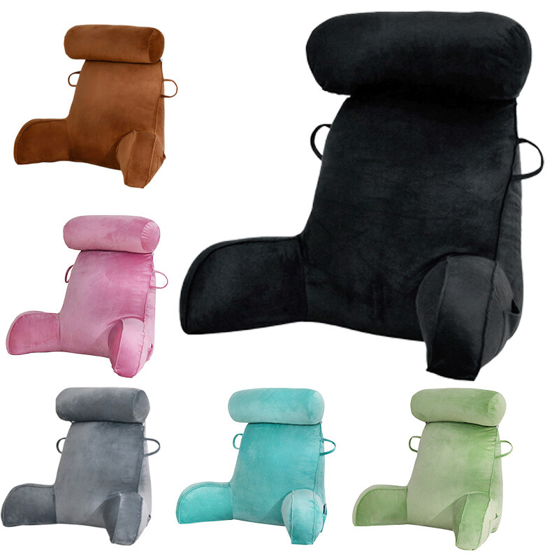 Reading Pillow with Arms Back Support Cushion Rests Neck Roll For Reading Bed