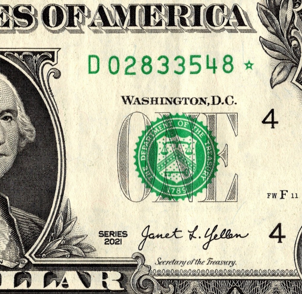2021 D Star note One Dollar Bill Regular Run 3.2 pack note