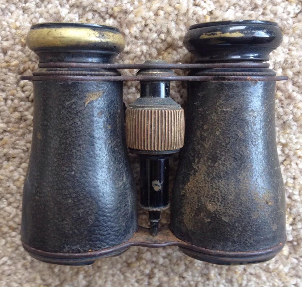 WWI Marchand Paris Field Binoculars/Brass & Leather.
