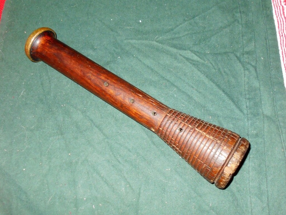 Antique Industrial Textile Mill Spool  - with brass