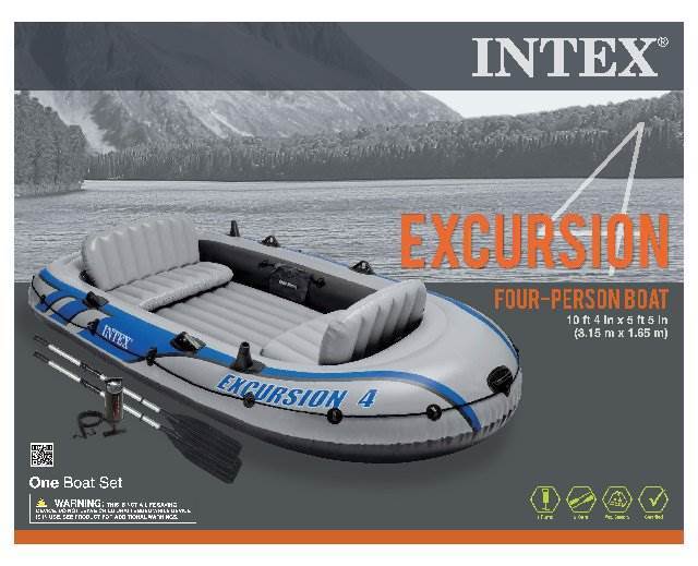 INTEX Excursion 4 Inflatable River/Lake Raft Set | 68324EP (Lightly Used)