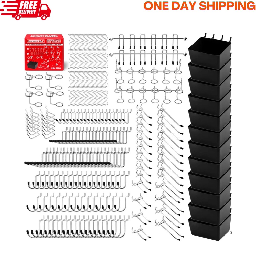 Pegboard Organizer Peg Board Hooks 300-Piece Hooks for Black